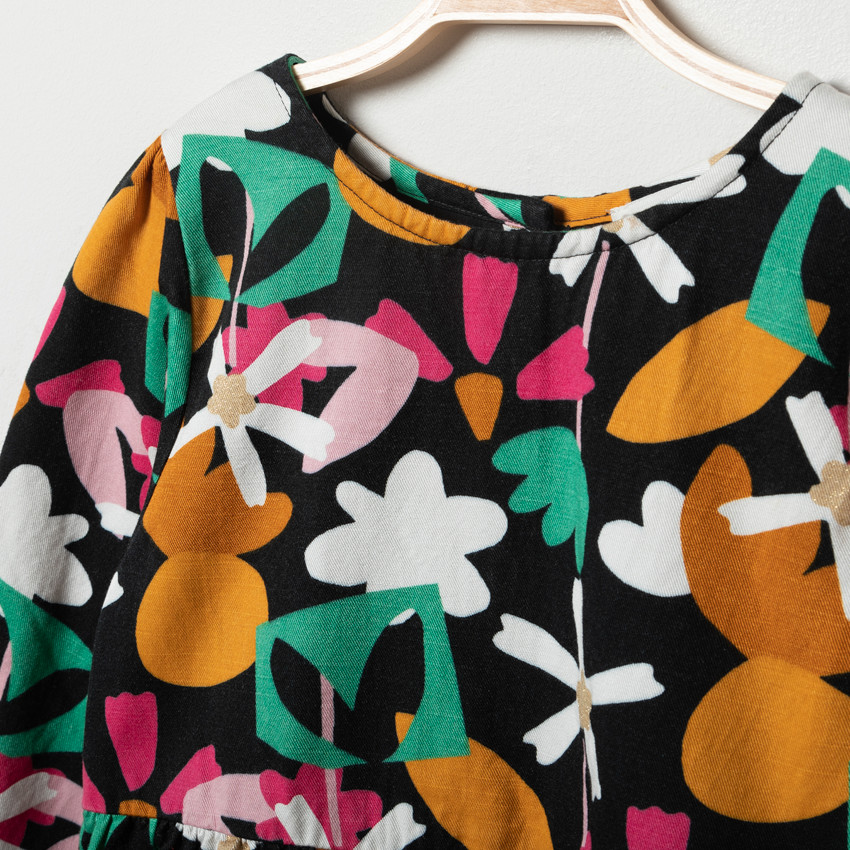 Robe manches longues imprimée fleurs pour enfant fille 