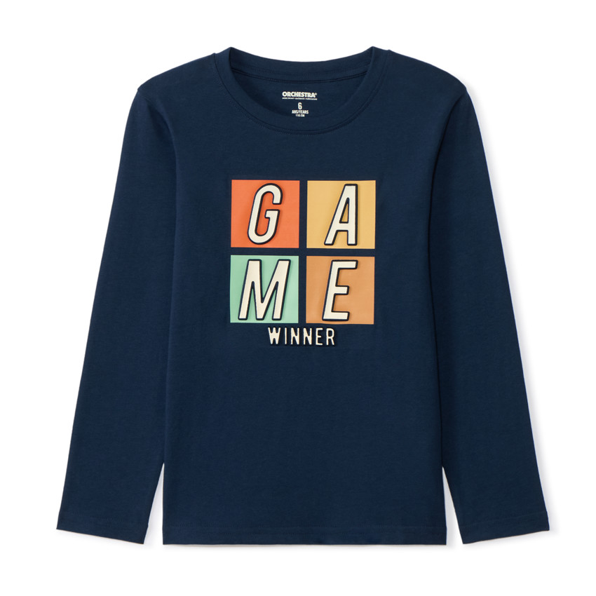 T-shirt manches longues à print en relief pour garçon