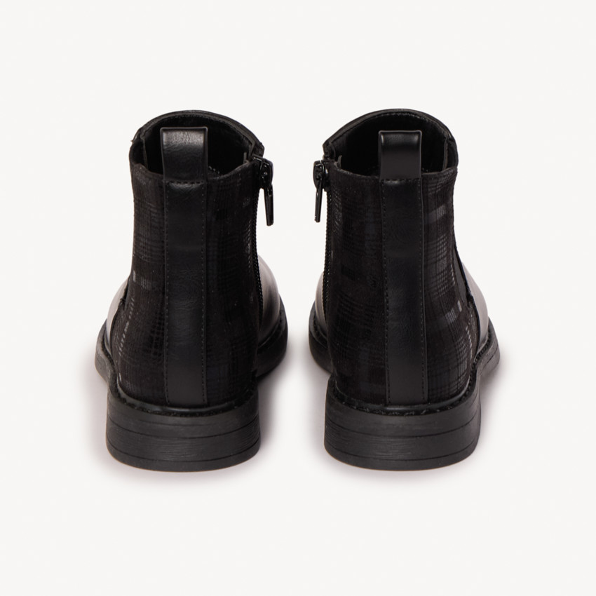 Bottines zippées effet cuir à quadrillage pour fille 