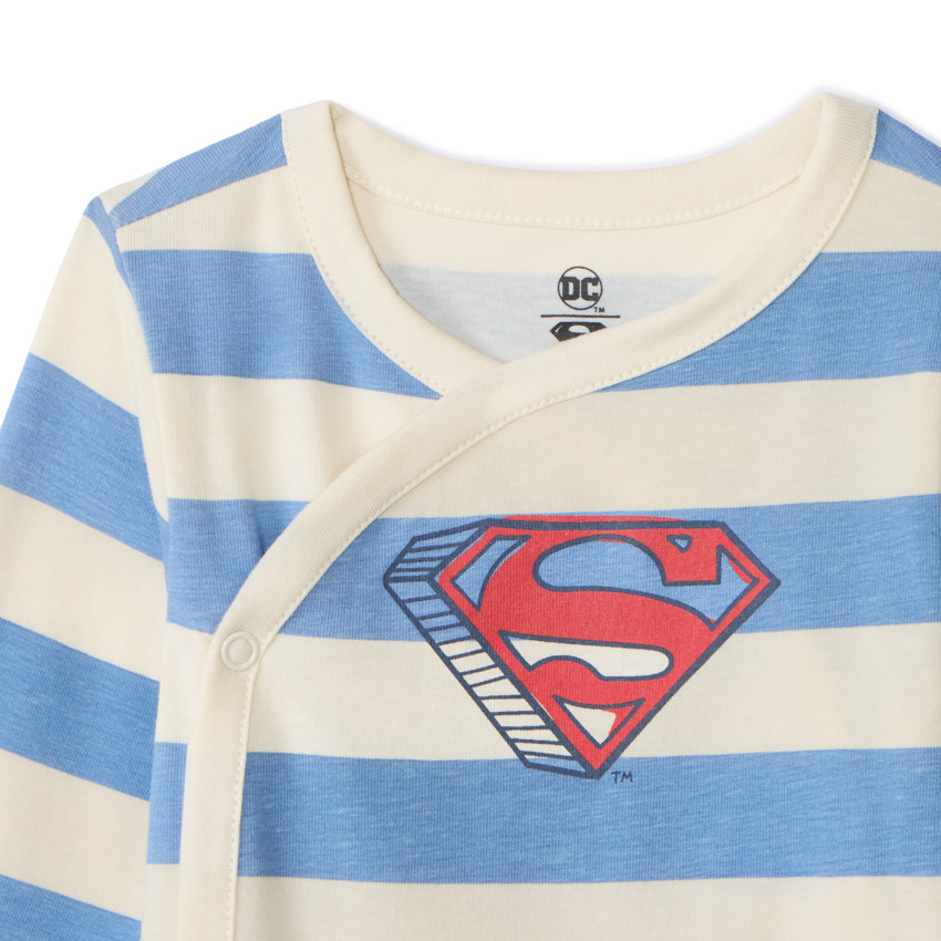 Lot de 3 bodies manches longues Superman pour bébé garçon avec ouvertures différentes selon l'âge 