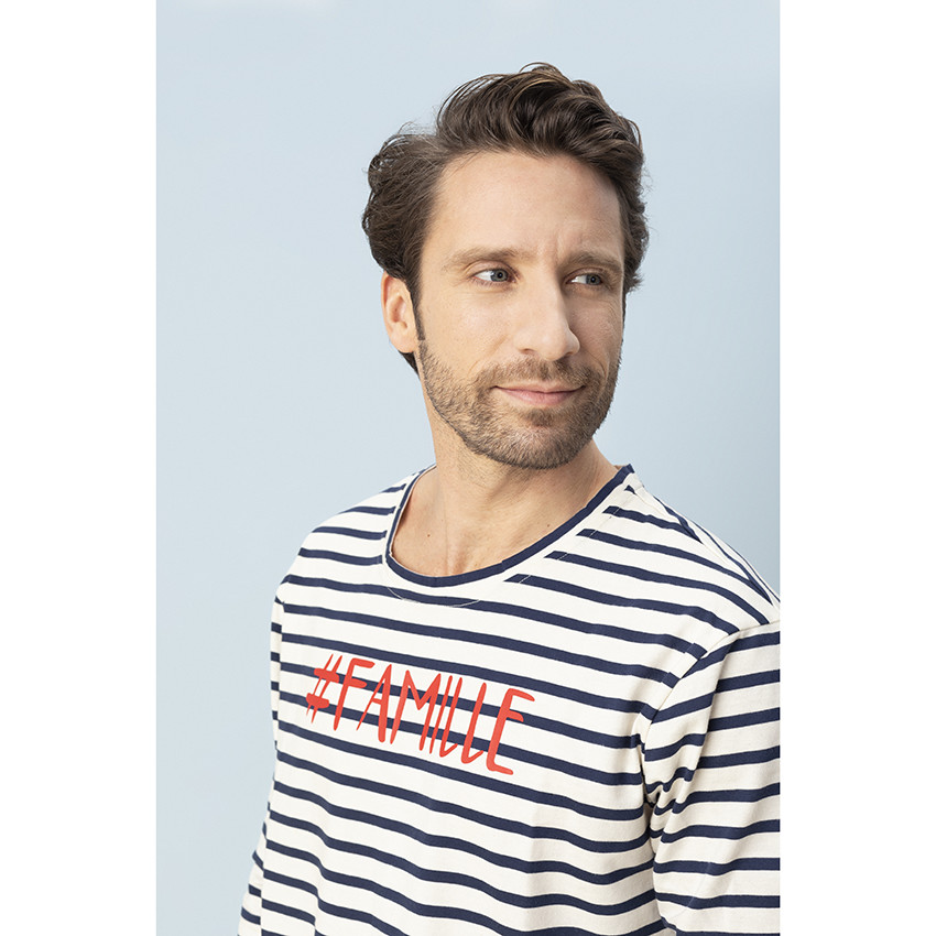 Marinière homme en coton à inscription "famille" printée 