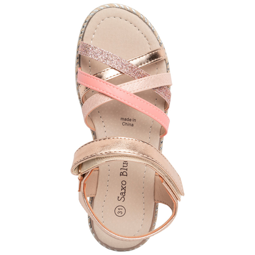 Nu-pieds rose gold à brides pour enfant fille Main Nu-pieds rose gold à brides pour enfant fille