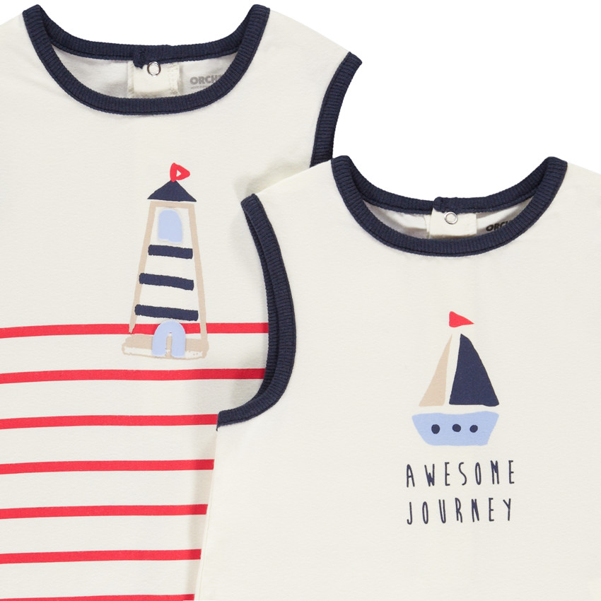 Lot de 2 combishorts à motifs marins pour bébé garçon 