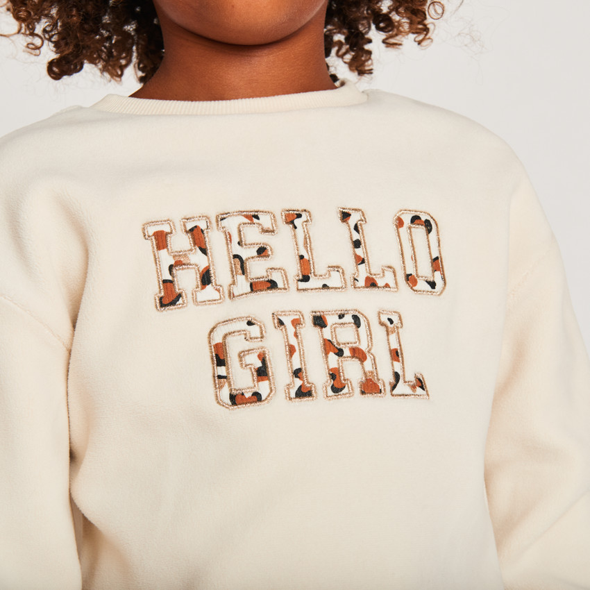 Sweat polaire oversize à patchs tachetés pour fille 