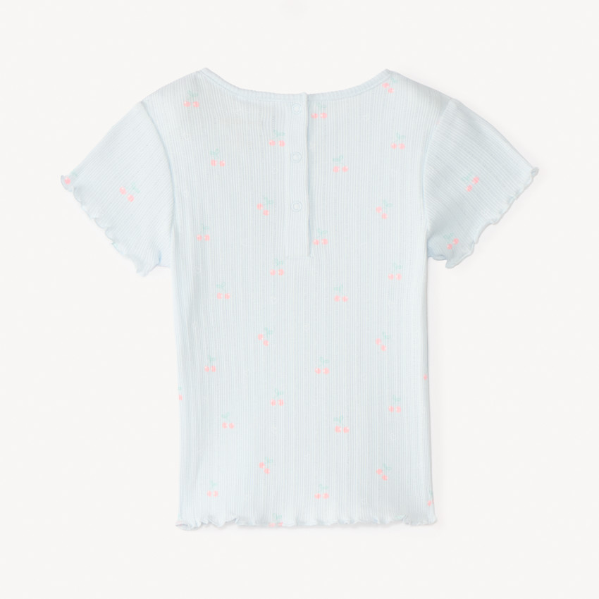 T-shirt manches courtes en maille côtelée imprimé fantaisie pour bébé fille 