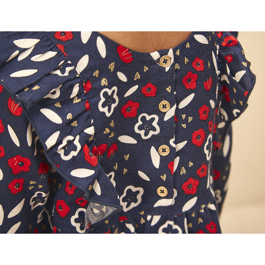 Robe manches longues imprimé fleuri pour bébé fille 