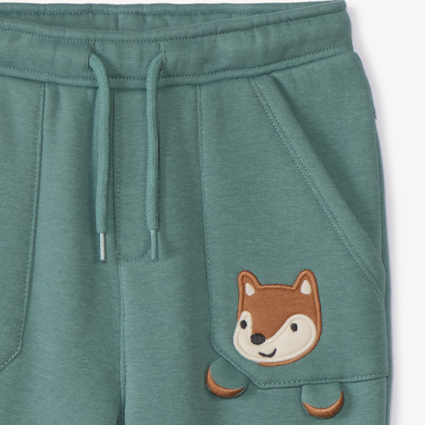 Pantalon de jogging uni avec patch brodé renard pour bébé garçon 