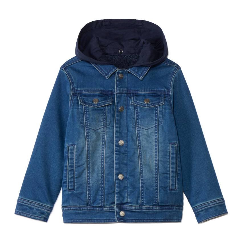 Veste effet denim doublé molleton à capuche pour garçon