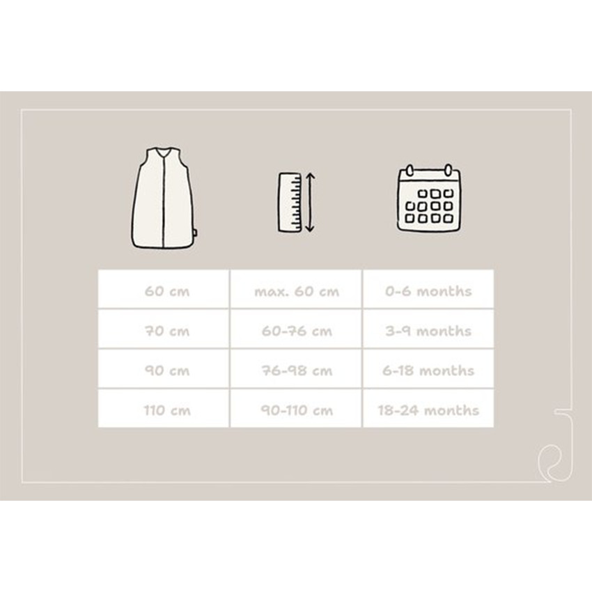 Gigoteuse sans manches 90cm gaze de coton Biscuit 