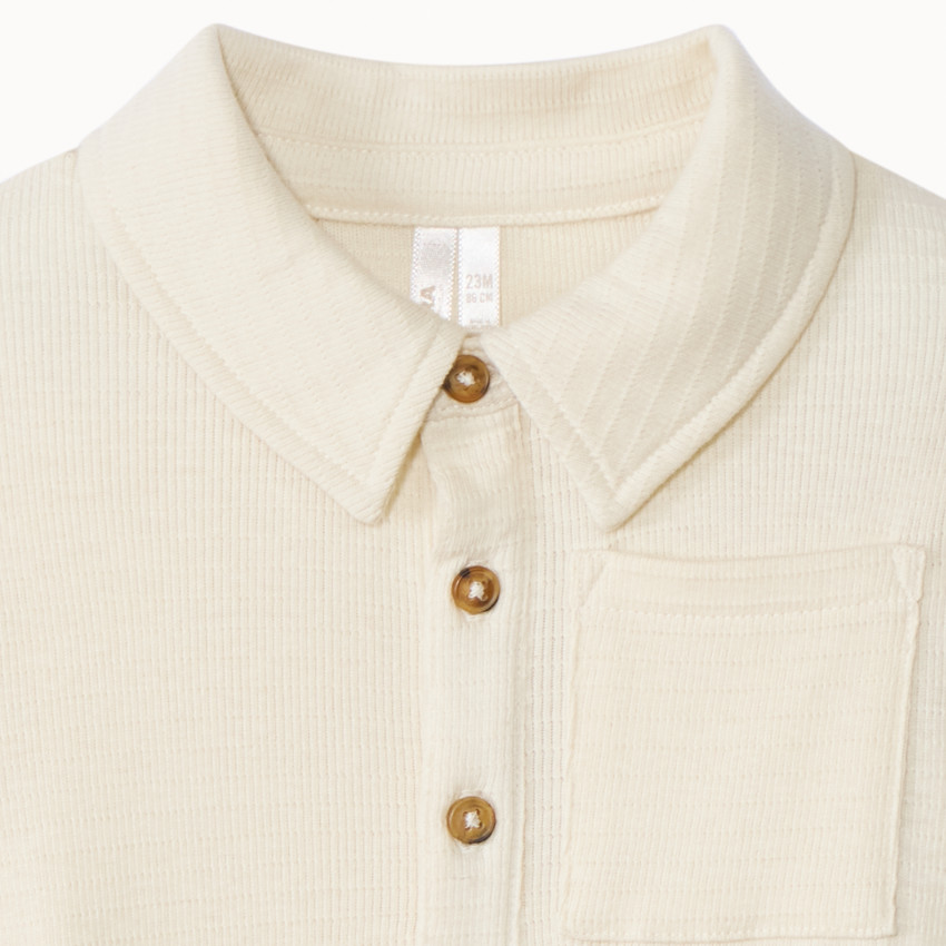 Polo manches longues uni côtelé pour bébé garçon 