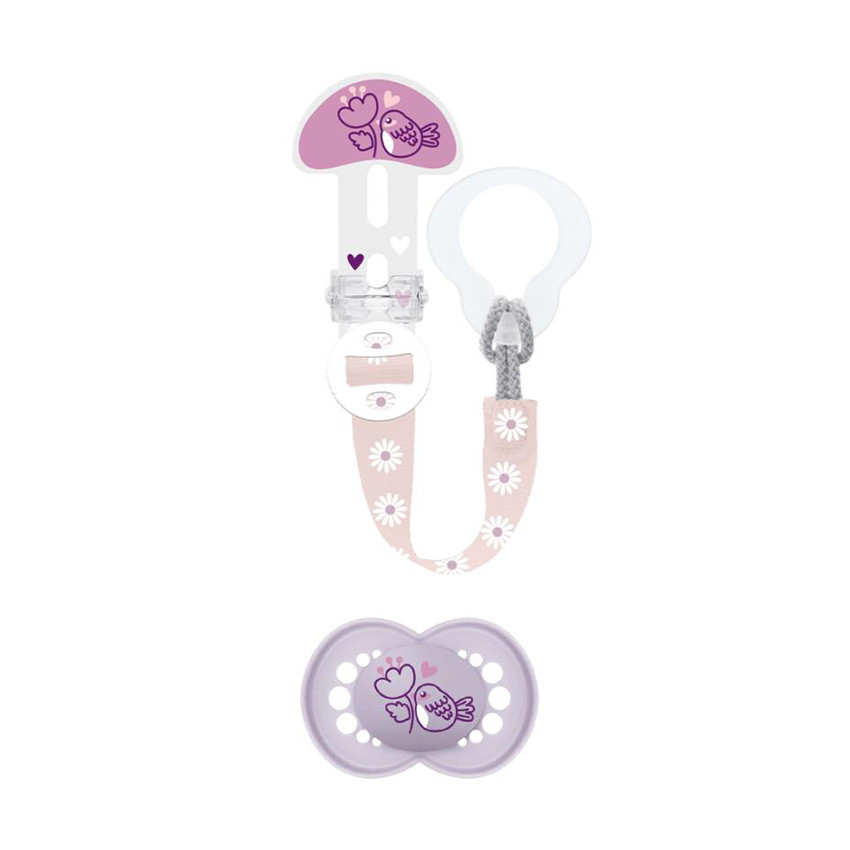 Kit sucette silicone Original 18M+ + attache-sucette réglable (modèle aléatoire) 