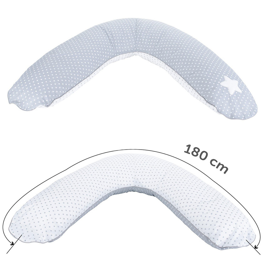 Coussin d'allaitement/maternité - Gris motif étoile 