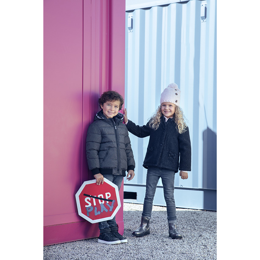 Manteau en drap de laine doublé sherpa 