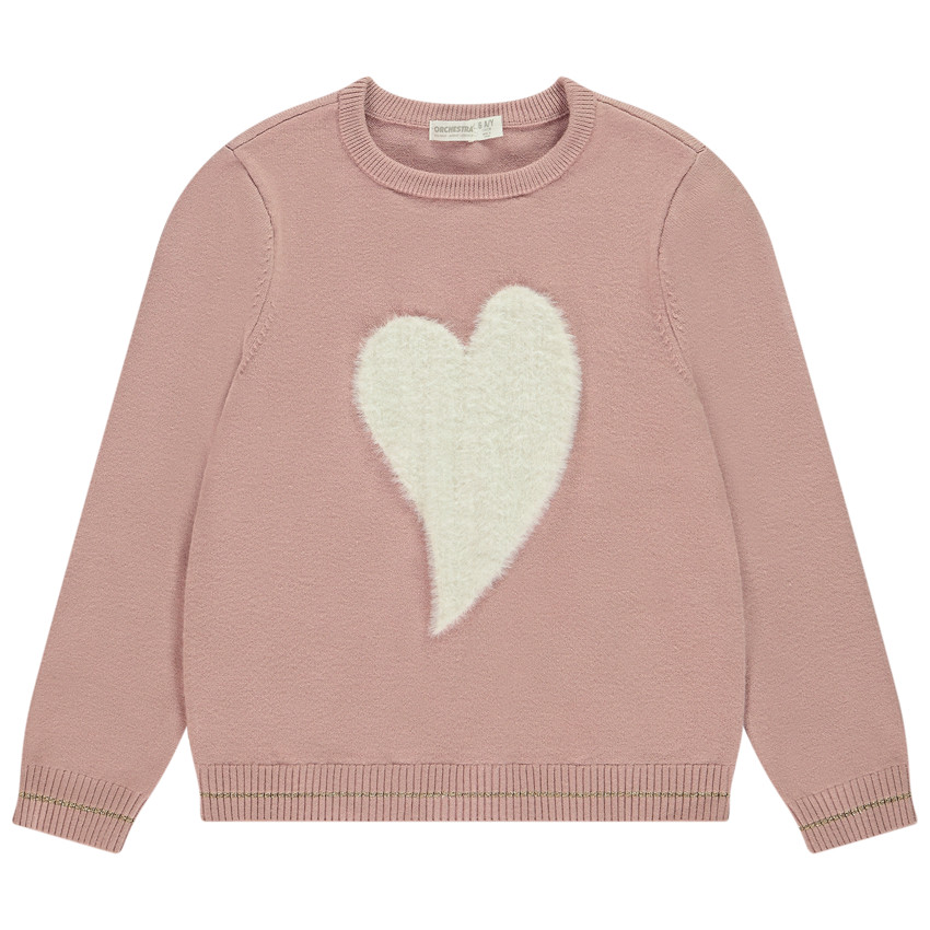Pull en tricot motif cœur fantaisie pour fille 