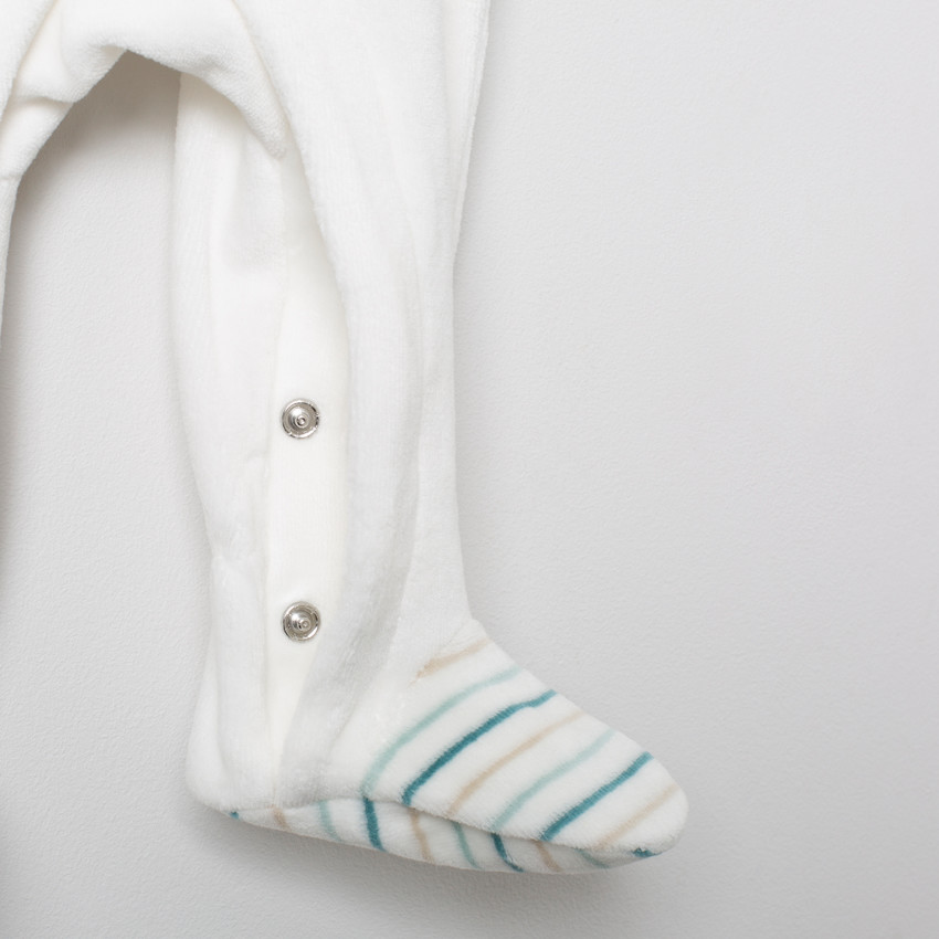 Dors-bien en velours à manches rayées print chat 