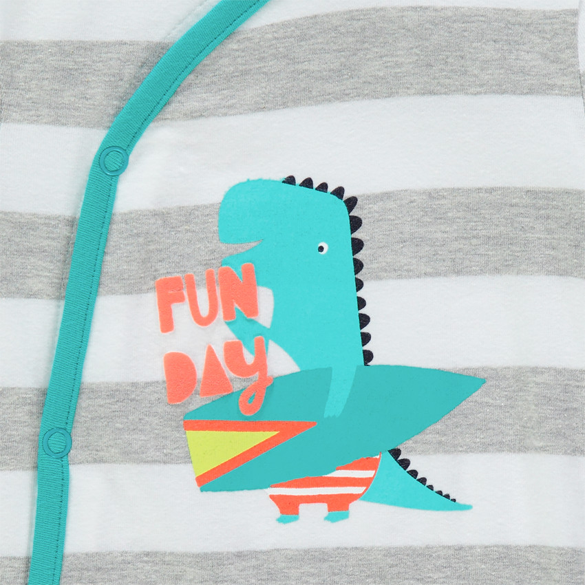 Dors-bien en jersey rayé print dinosaure surfeur  