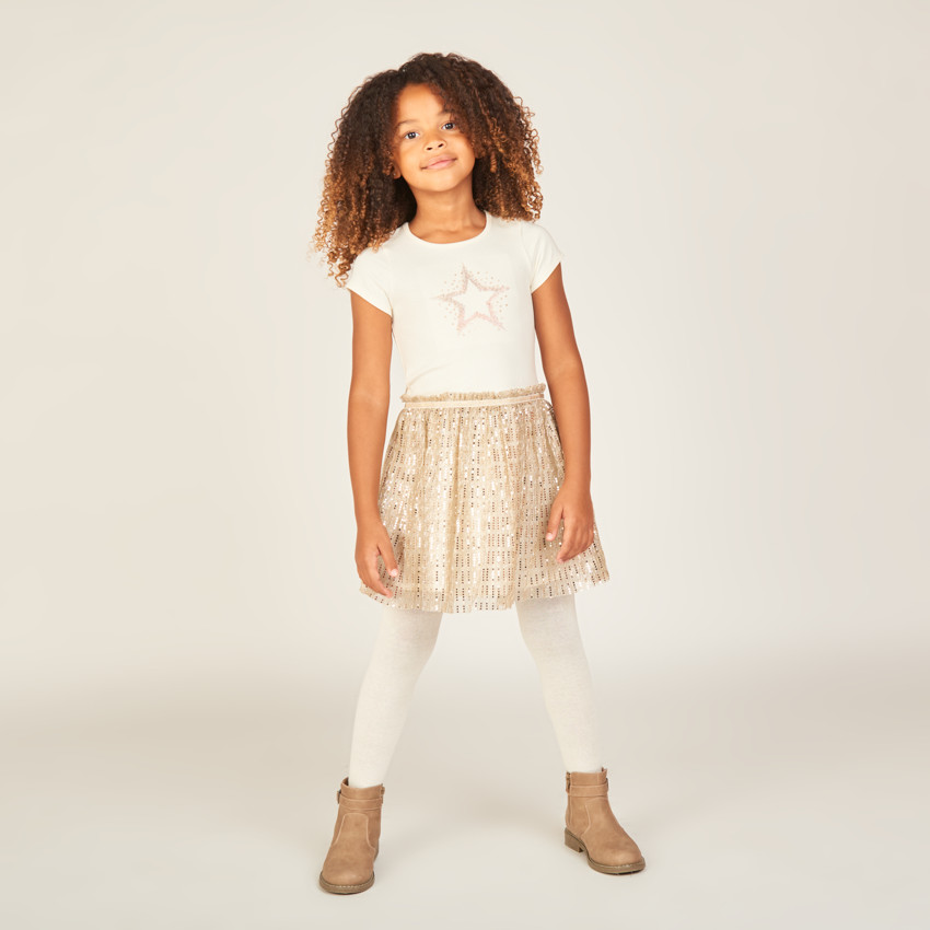 Robe de fête manches courtes scintillante effet 2 en 1 pour fille