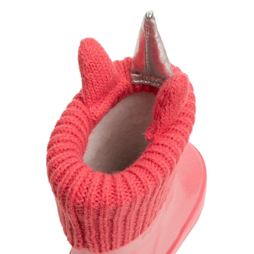 Bottes de pluie pailletées pour fille à col tricot motif licorne 