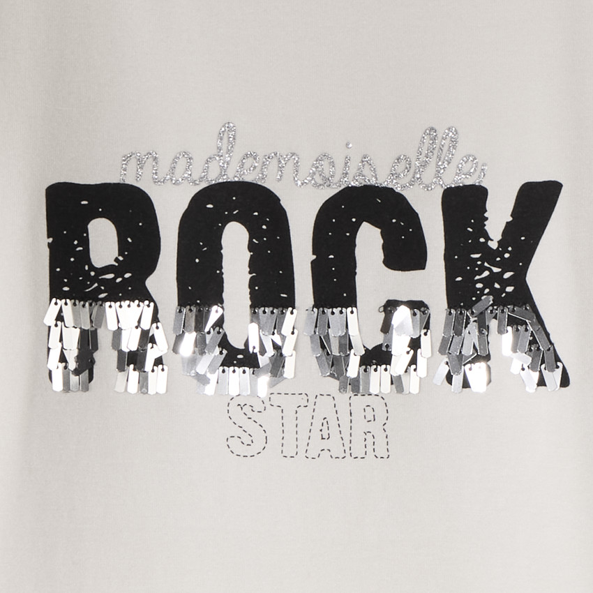 T-shirt manches longues print Rock à sequins pour fille 