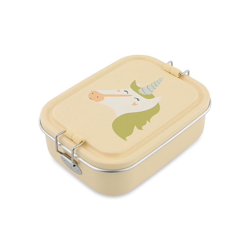 Petite lunchbox en inox Mrs. Unicorn beige 
