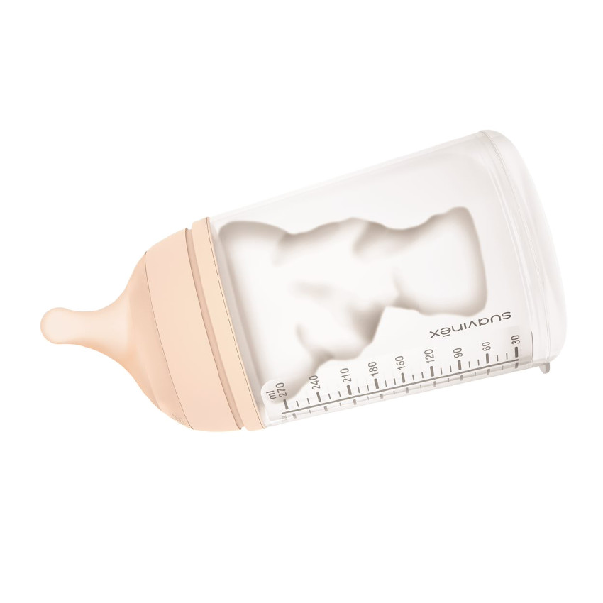 Set de biberon 180 ml et sucette 2 mois Zero.Zero - Beige (Suavinex) - Image 1