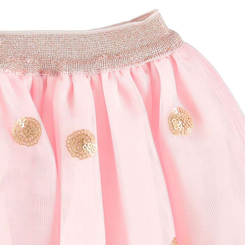 Jupe en tulle à pois dorés et taille élastiquée brillante 