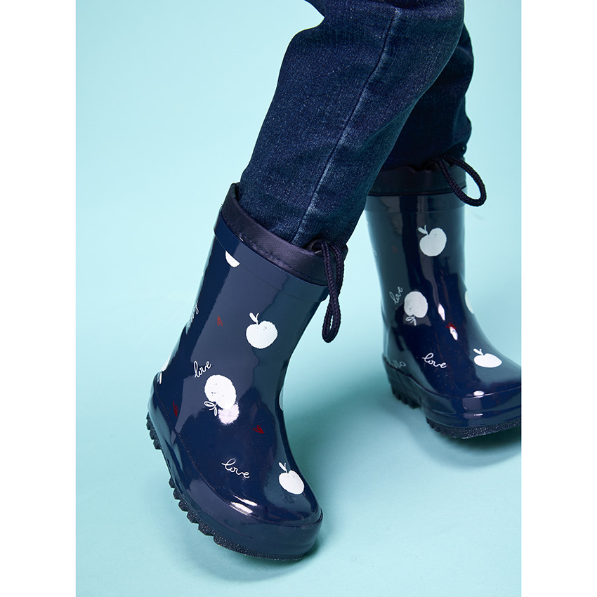 Bottes de pluie avec col imperméable imprimé pommes pour fille 