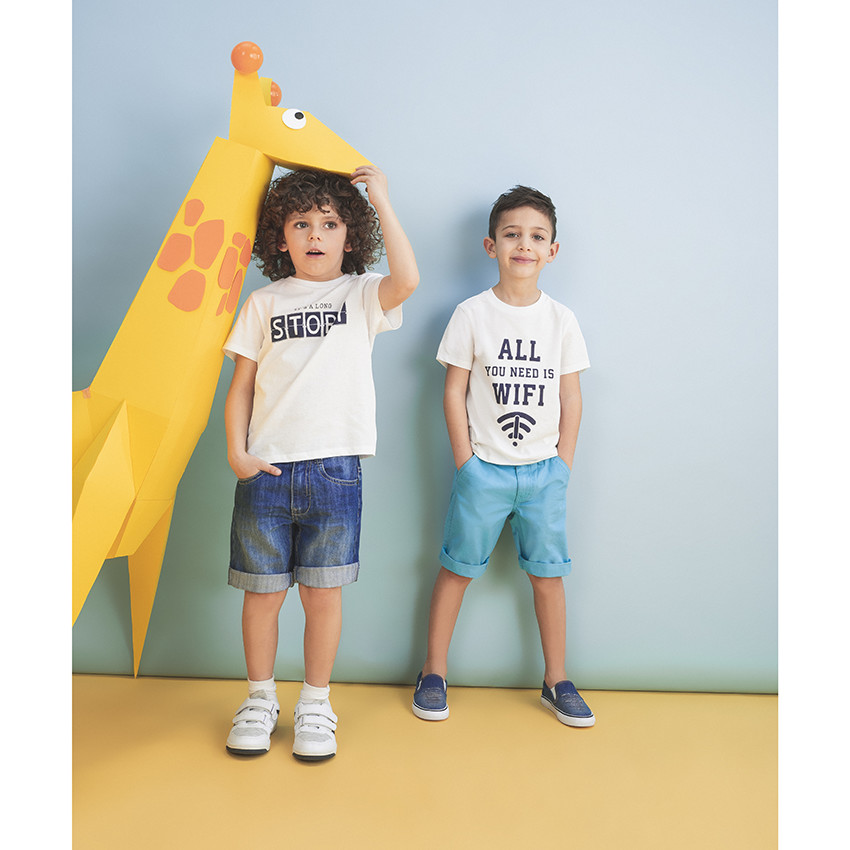 T-shirt manches courtes en coton bio avec message printé 