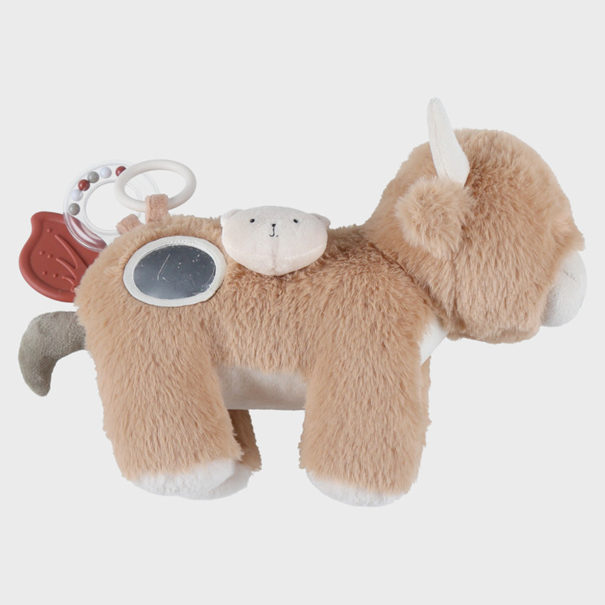 Peluche d'activité et d'éveil Vache Fluffy Beige