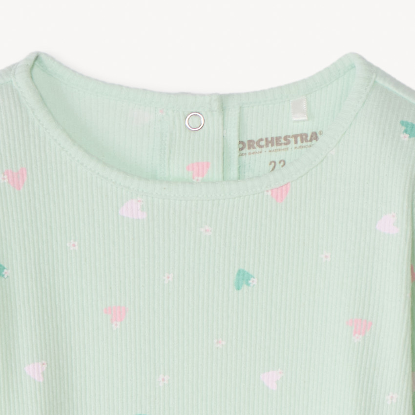 T-shirt manches longues côtelé et imprimé pour bébé fille 