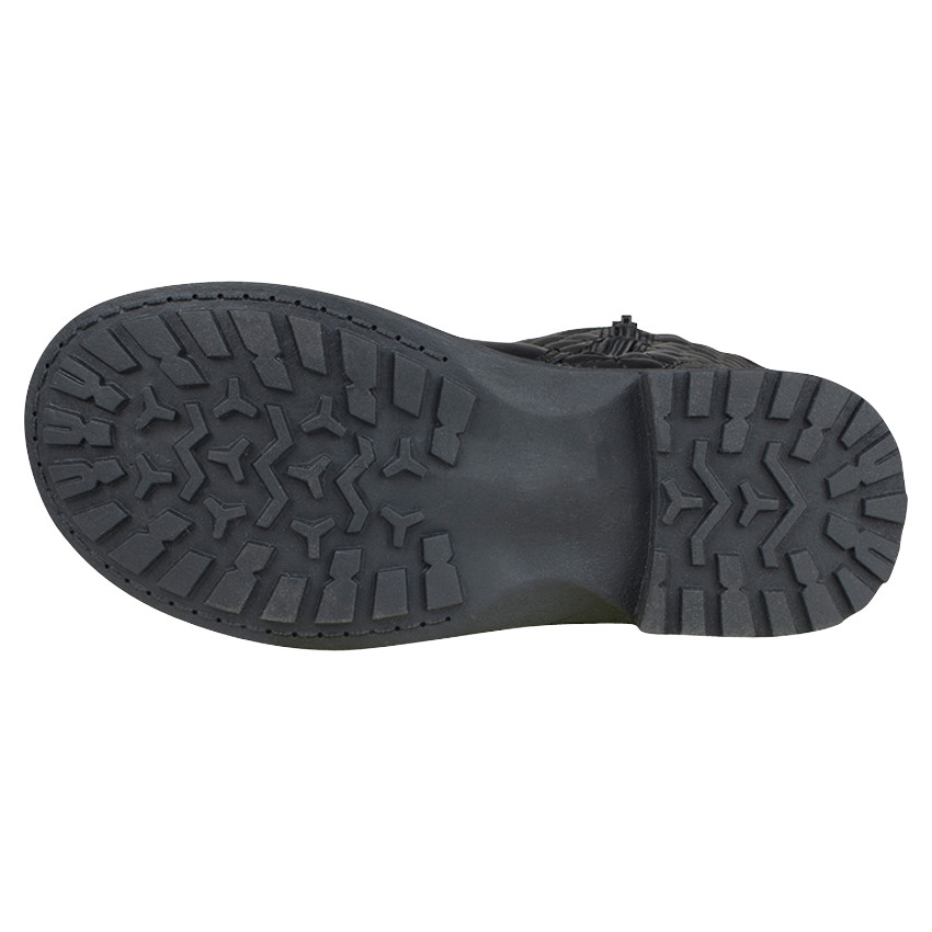 Bottines noires effet matelassé avec boucles fantaisie  