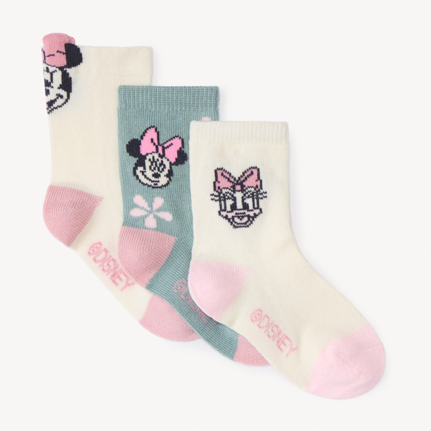 Lot de 3 paires de chaussettes normales Minnie Disney pour bébé fille