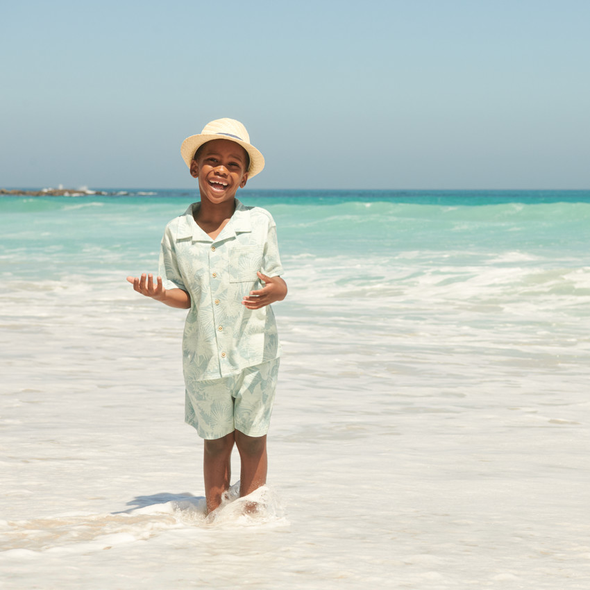 Ensemble 2 pièces chemise + bermuda style hawaïen pour garçon 