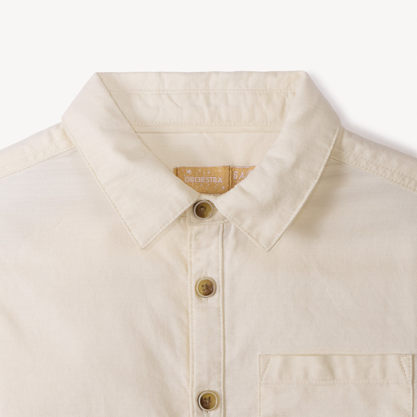 Chemise manches courtes uni avec nœud amovible pour garçon  