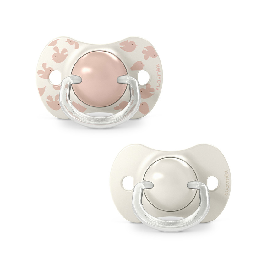 Lot de 2 sucettes silicone SX Pro 6-18M Birdies rose