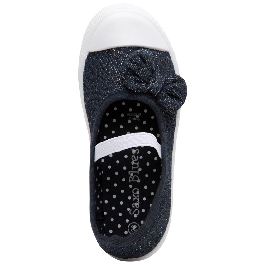 Babies brillantes en toile avec noeud et lanière élastiquée pour fille Main Babies brillantes en toile avec noeud et lanière élastiquée pour fille
