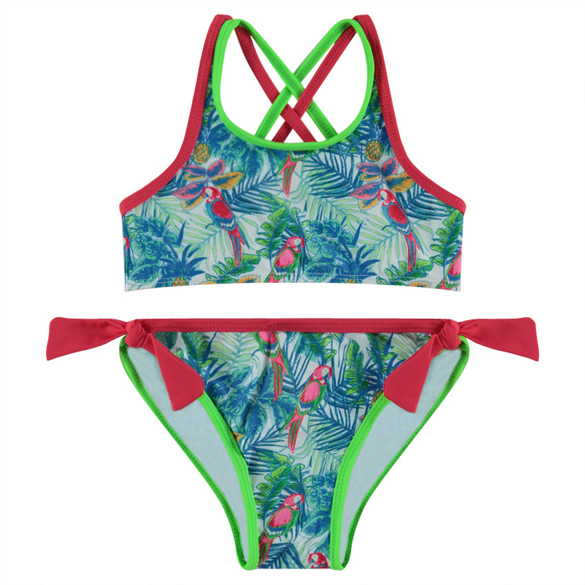 Maillot de bain 2 pièces à motif tropical all-over 