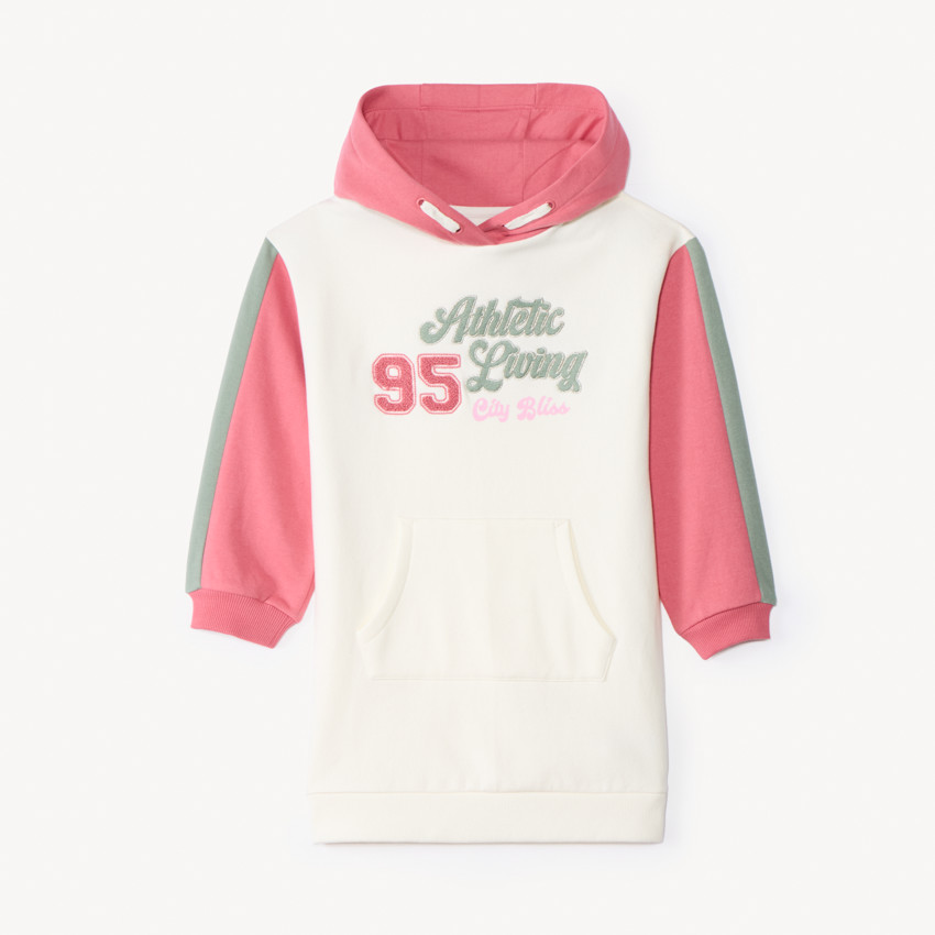 Robe en molleton à capuche effet colorblock pour fille  
