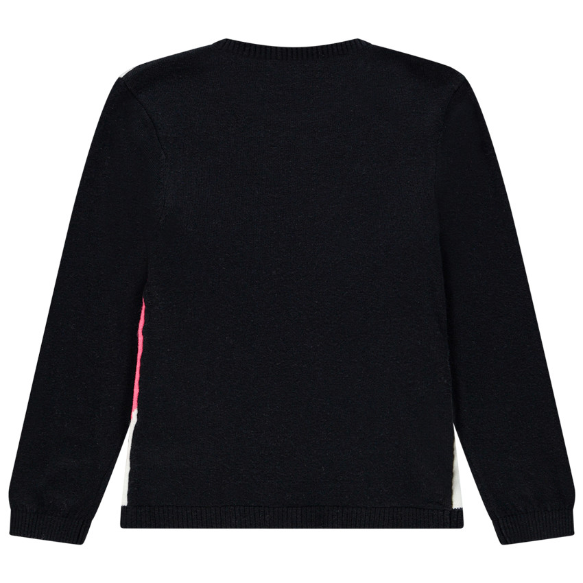 Pull en tricot à fleurs en jacquard pour enfant fille 