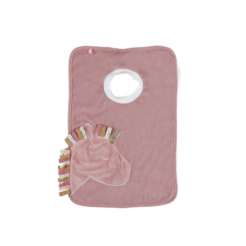 Bavoir en éponge Funny avec Licorne - Rose  