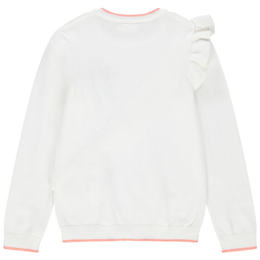 Pull en tricot volanté à fleurs brodées 