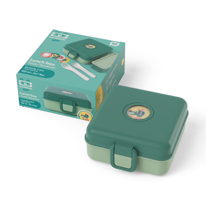 Lunchbox personnalisable 850ml Snacky avec couverts Forest Vert 