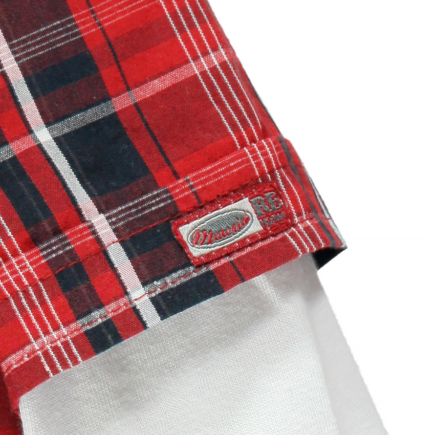 Chemise manches courtes à carreaux effet bicolore  