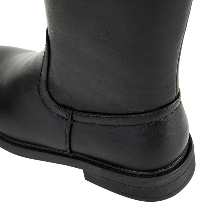 Bottes cavalières noires effet cuir pour fille 