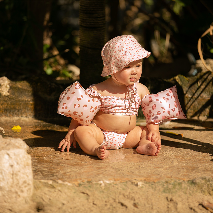 Brassards de natation gonflable 0-2 ans imprimé léopard rose  