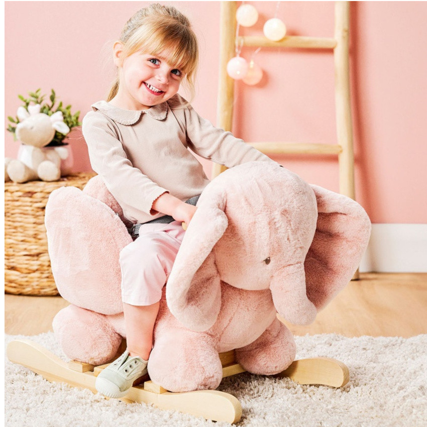 Bascule éléphant - Fanfan - Vieux rose 