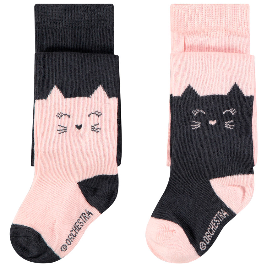 Lot De 2 Collants Epais Motif Chat