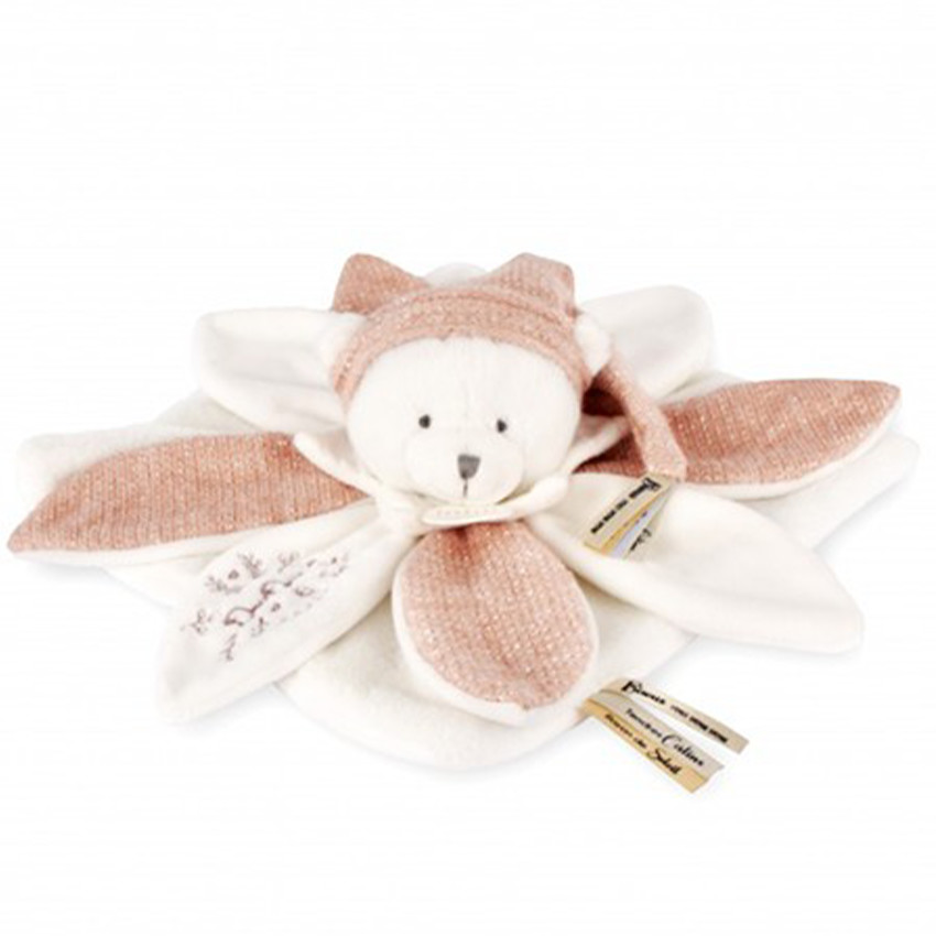 Doudou plat pétales ours 25cm collector 25 ans Rose 