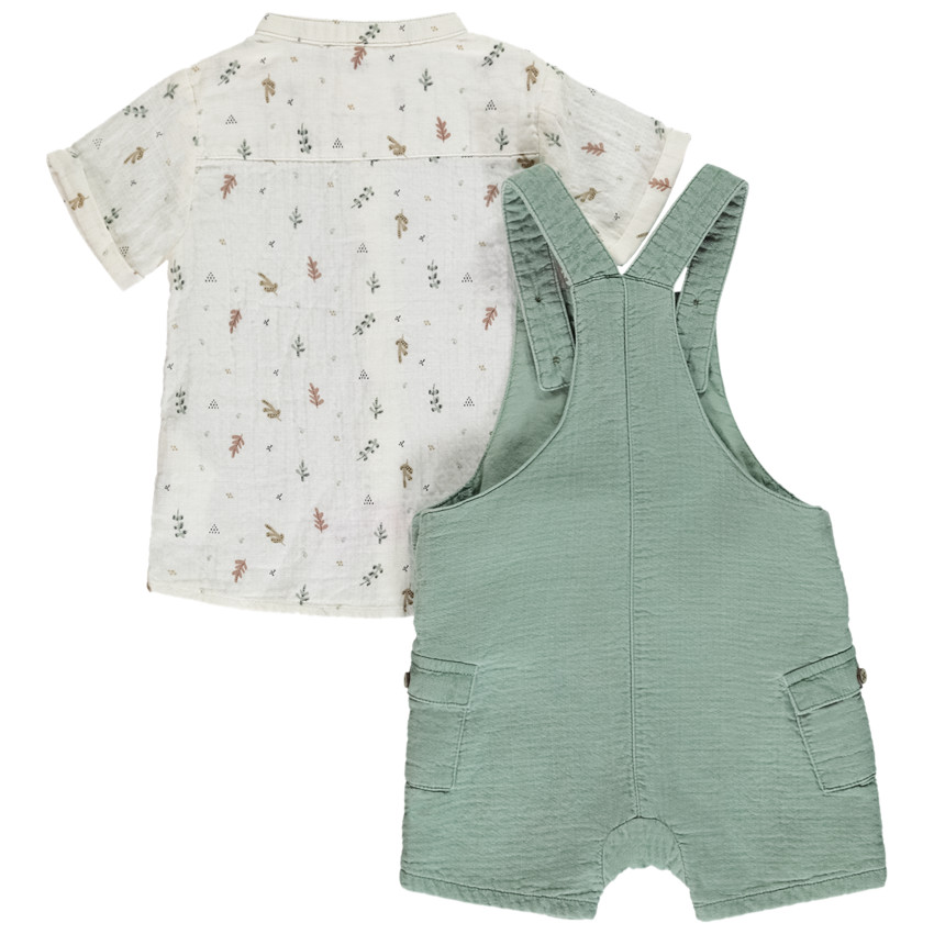 Ensemble 2 pièces avec salopette brodée pour bébé garçon 