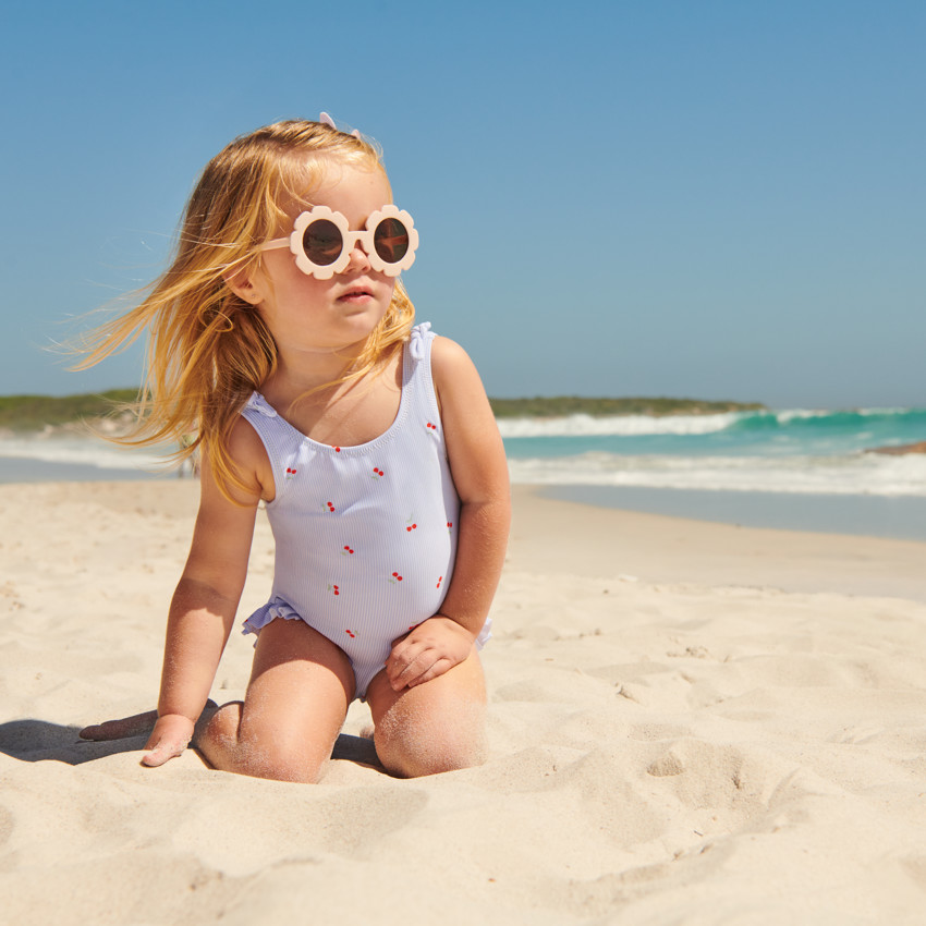 Maillot de bain 1 pièce rayé et imprimé cerises pour bébé fille